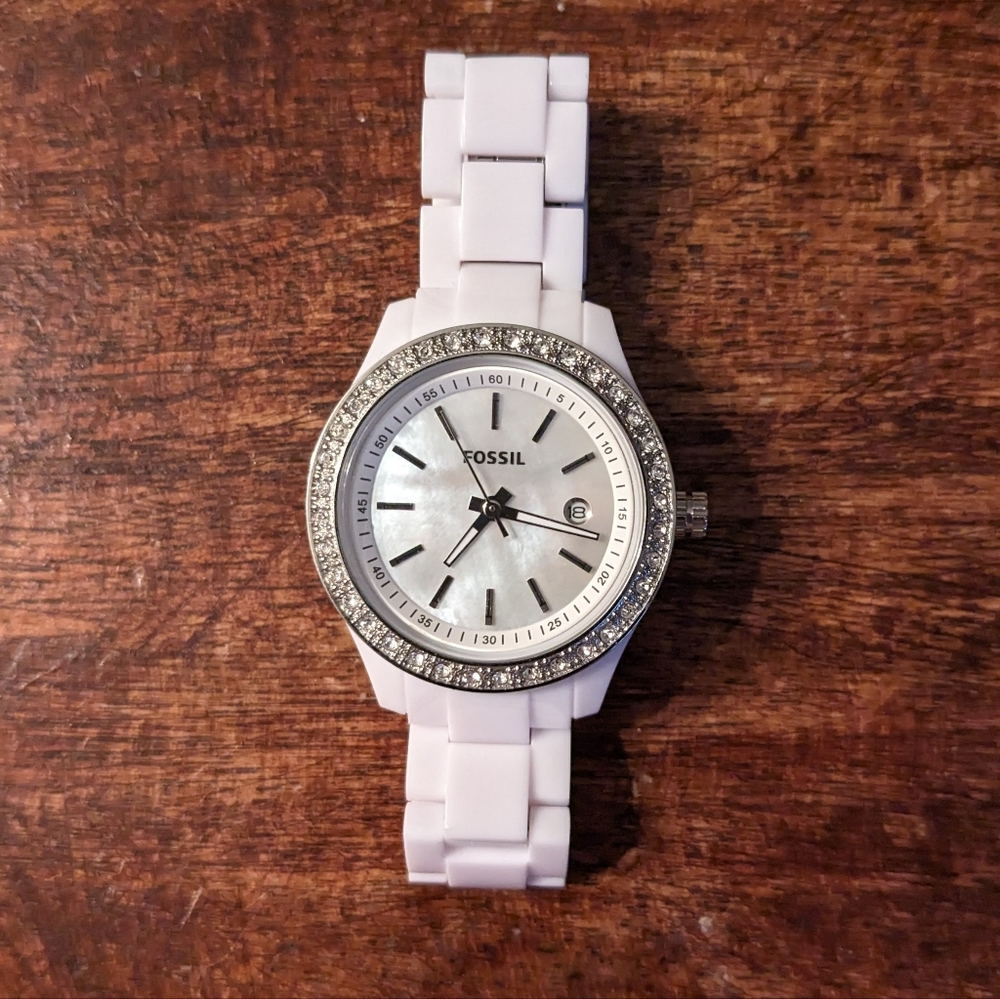 Fossil Mother of Pearl Watch